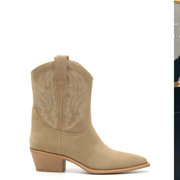Mi.iM Shoes - mi.im Claire Taupe suede ankle booties, Block Heel Western Size 6